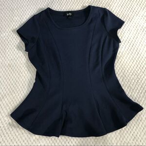 By & By navy, cap sleeve, structured top, medium